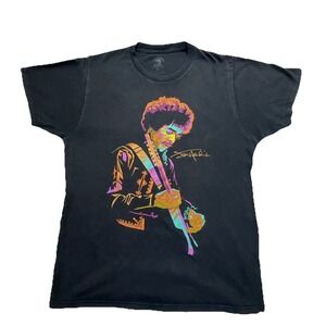 Authentic Hendrix Jimi Hendrix Graphic Black Cotton Men's T-Shirt Size M